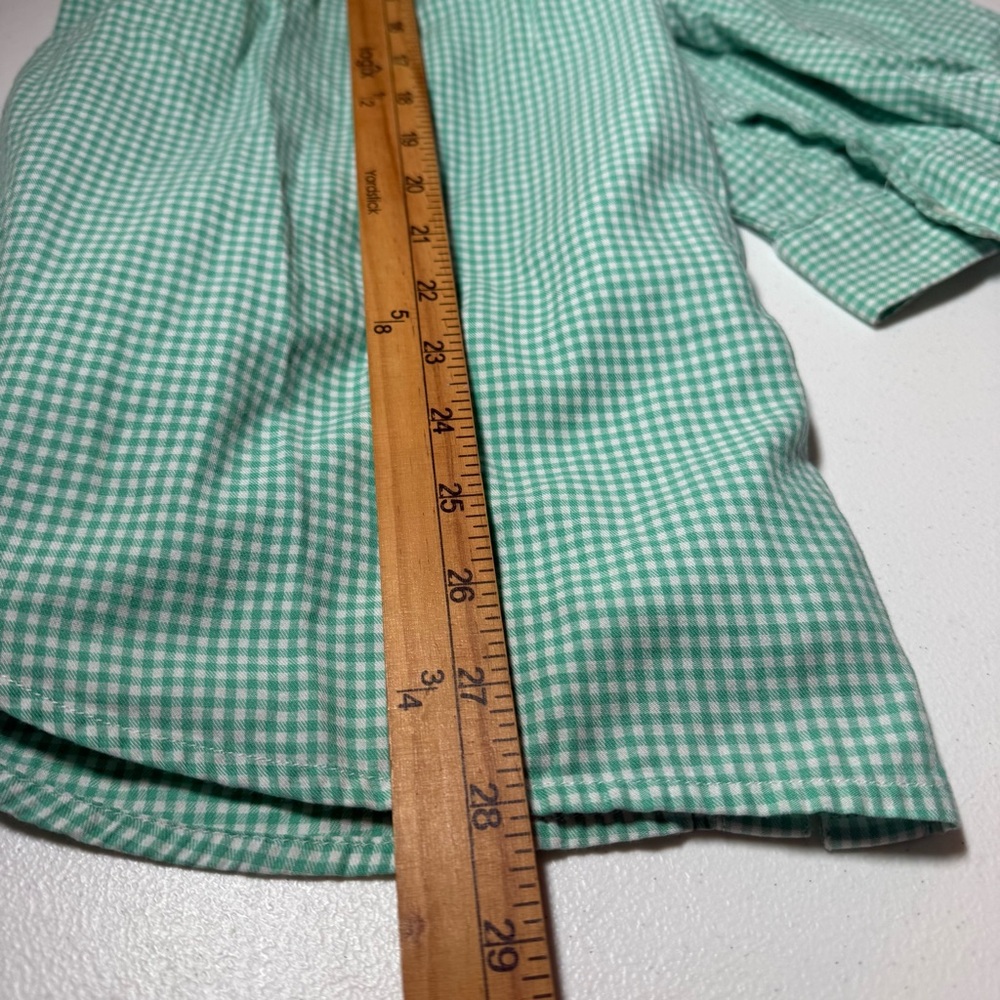 J Jill women’s medium plaid shirt roll tab sleeve‎ western country preppy green - Picture 10 of 12